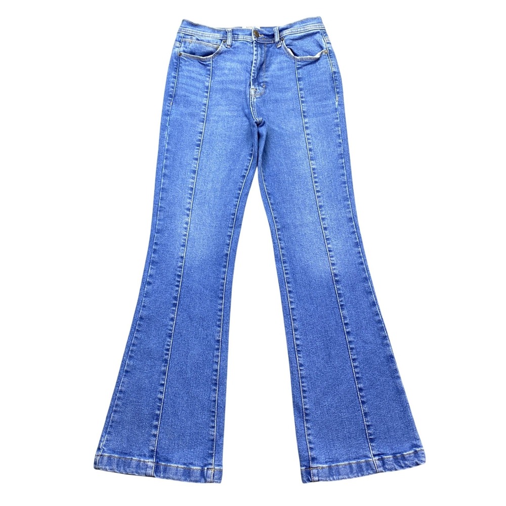 Kensie‎ Jeans The Savannah High Rise Flare Blue Seamed Front Denim Womens 6/28
